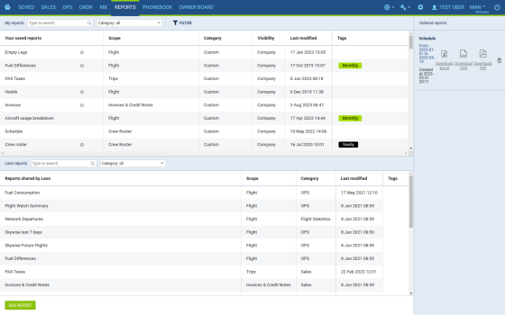Main view of Report Wizard view