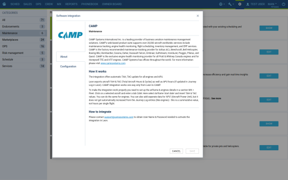 Integrate with CAMP - the industry’s leading Aircraft Maintenance and Regulatory Compliance Management solution