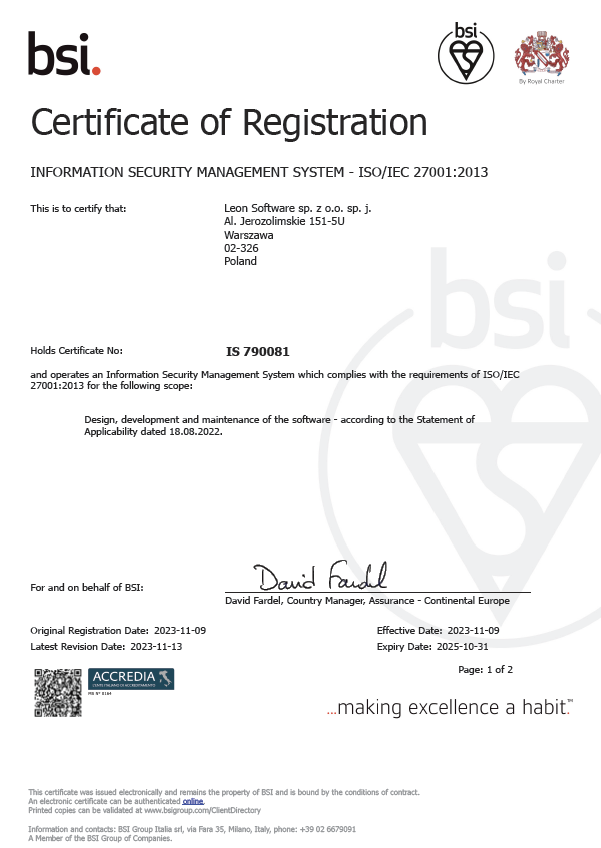 Certificate ISOIEC 270012013