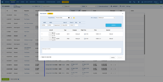 Receive basic aircraft details with pictures and cancellation policy.