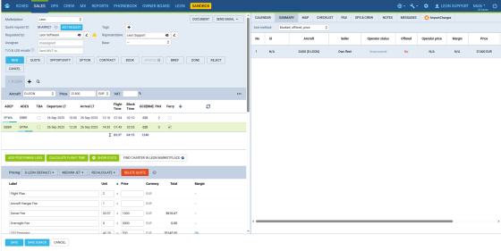 Define which aircraft should be available in Marketplace and allow or deny particular buyers from Leon to send requests.