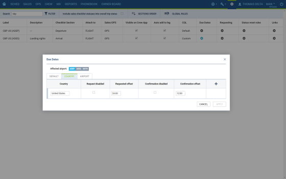 Due Dates rules setup  Admin panel