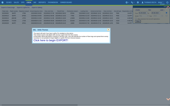 Export Log Book to 3rd party software