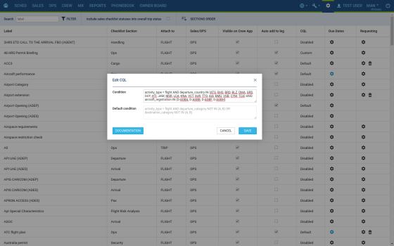 Using Checklist Query Language define conditions that determine when particular checklist items are to be applied