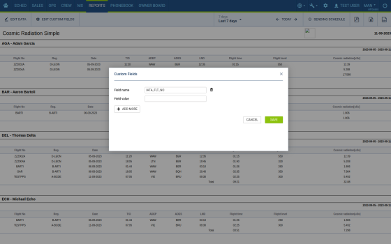 Add custom fields in the Report Wizard edit template