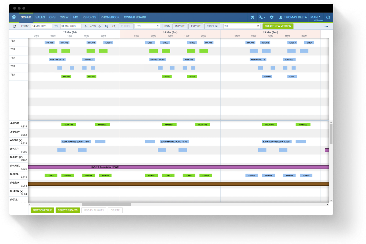 Flight Schedule Software - Manage schedule