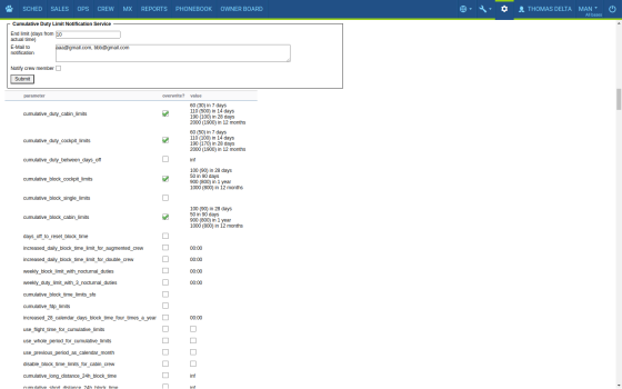 FTL settings preview Admin panel