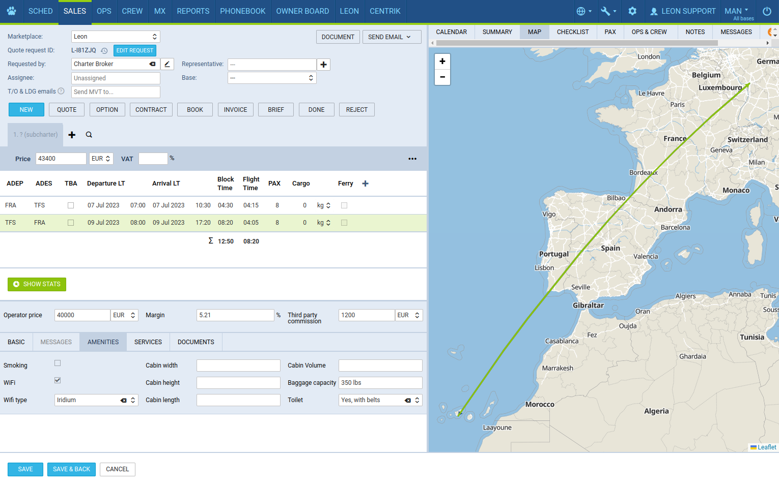 Quote, manage and track flights