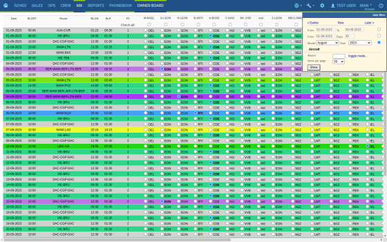 Plan the fleet for scheduled trips (if no aircraft has been assigned yet), or  change already assigned fleet.