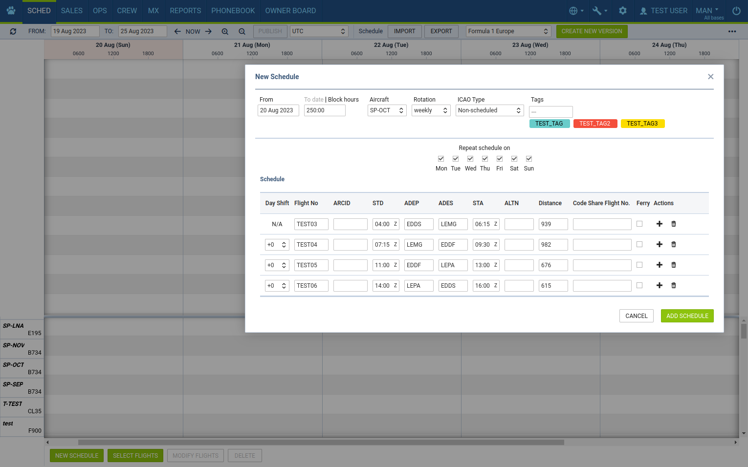 Build a new schedule based on number of block hours allowed